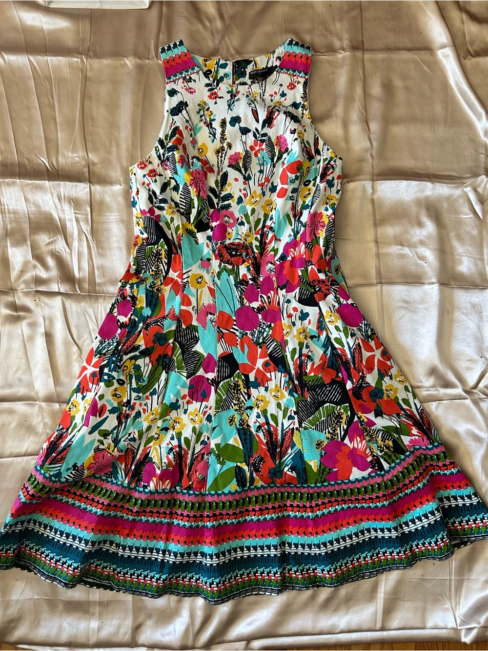Maggy London Multicolor Floral Midi Dress with White Base